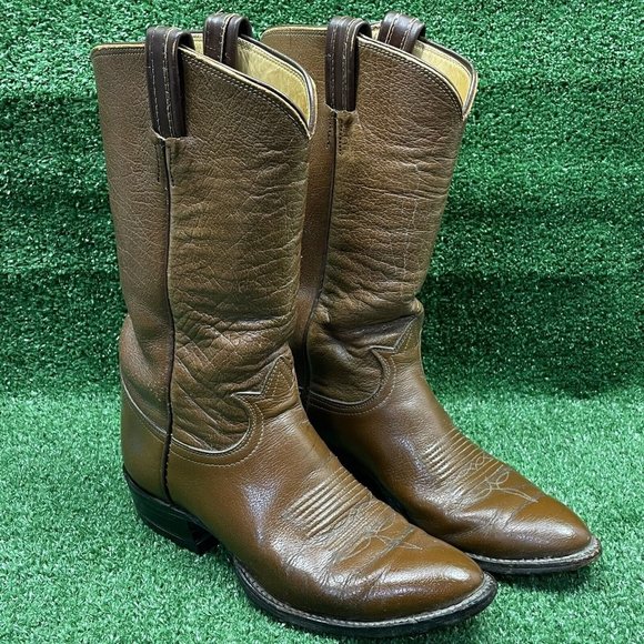 Tony Lama Other - Vintage Tony Lama Cowboy Western Boots Black Label Brown Leather Mens Size 7.5 D